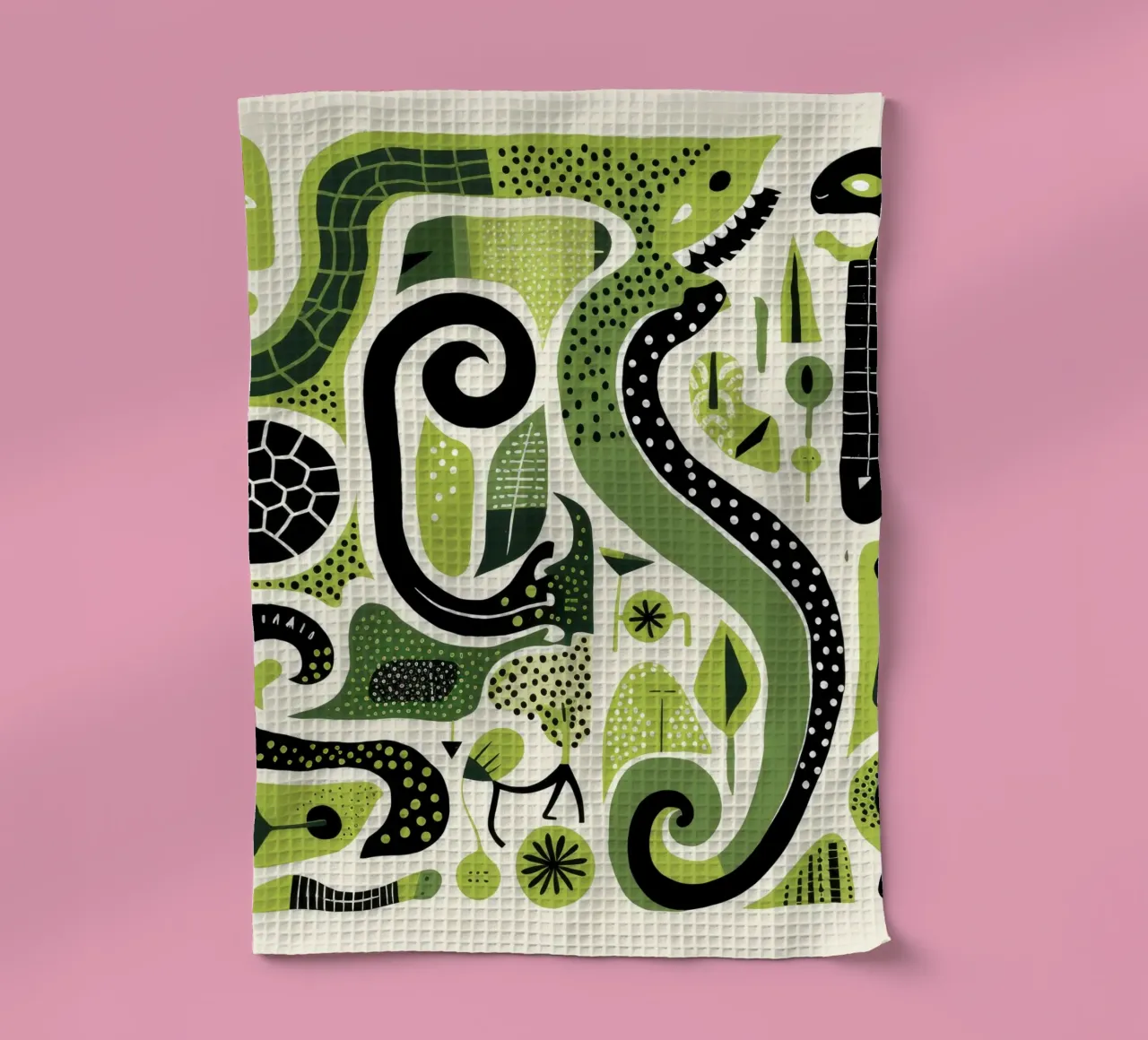 Python vert 4 torchon de Minimal Animal Art