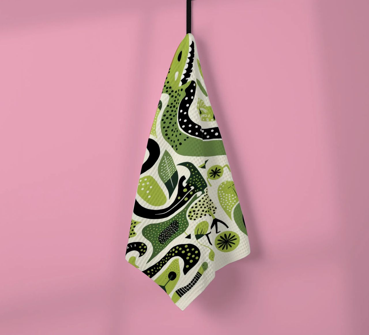 Python vert 4 torchon de Minimal Animal Art