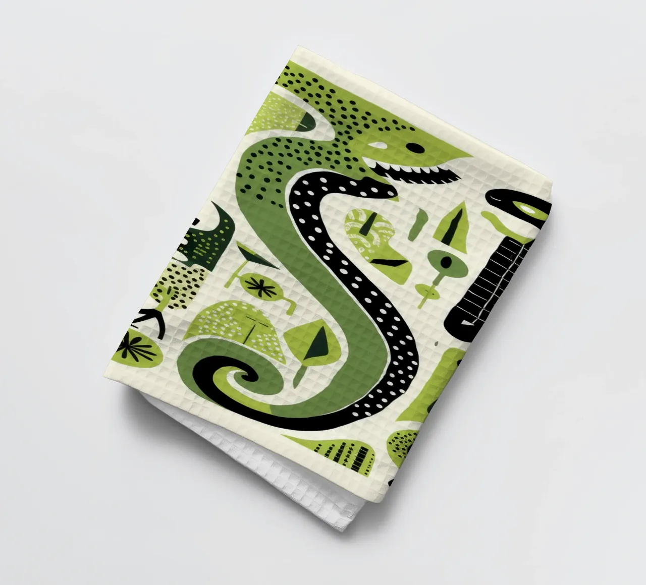 Python vert 4 torchon de Minimal Animal Art