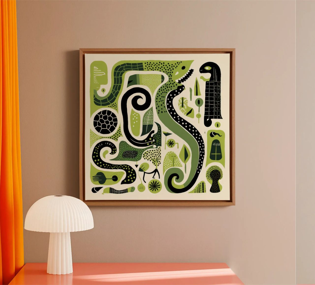Pitone Verde 4 tela da Minimal Animal Art