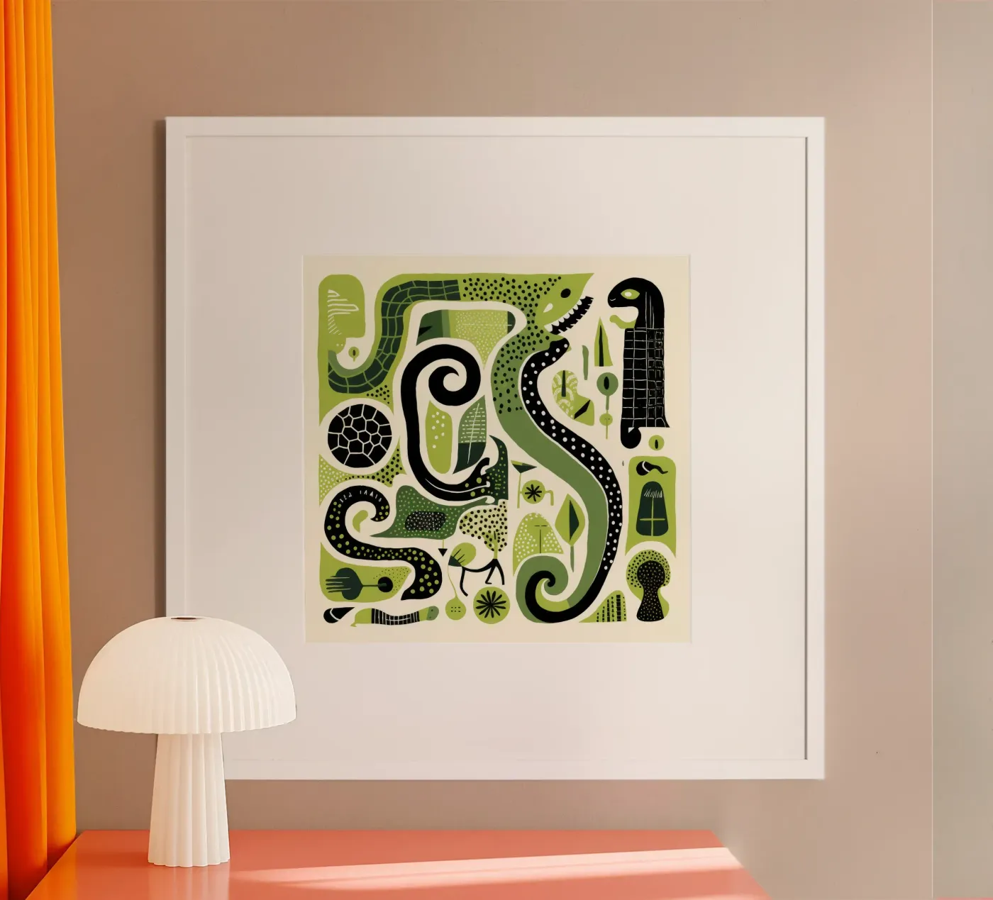 Green Python poster van Minimal Animal Art