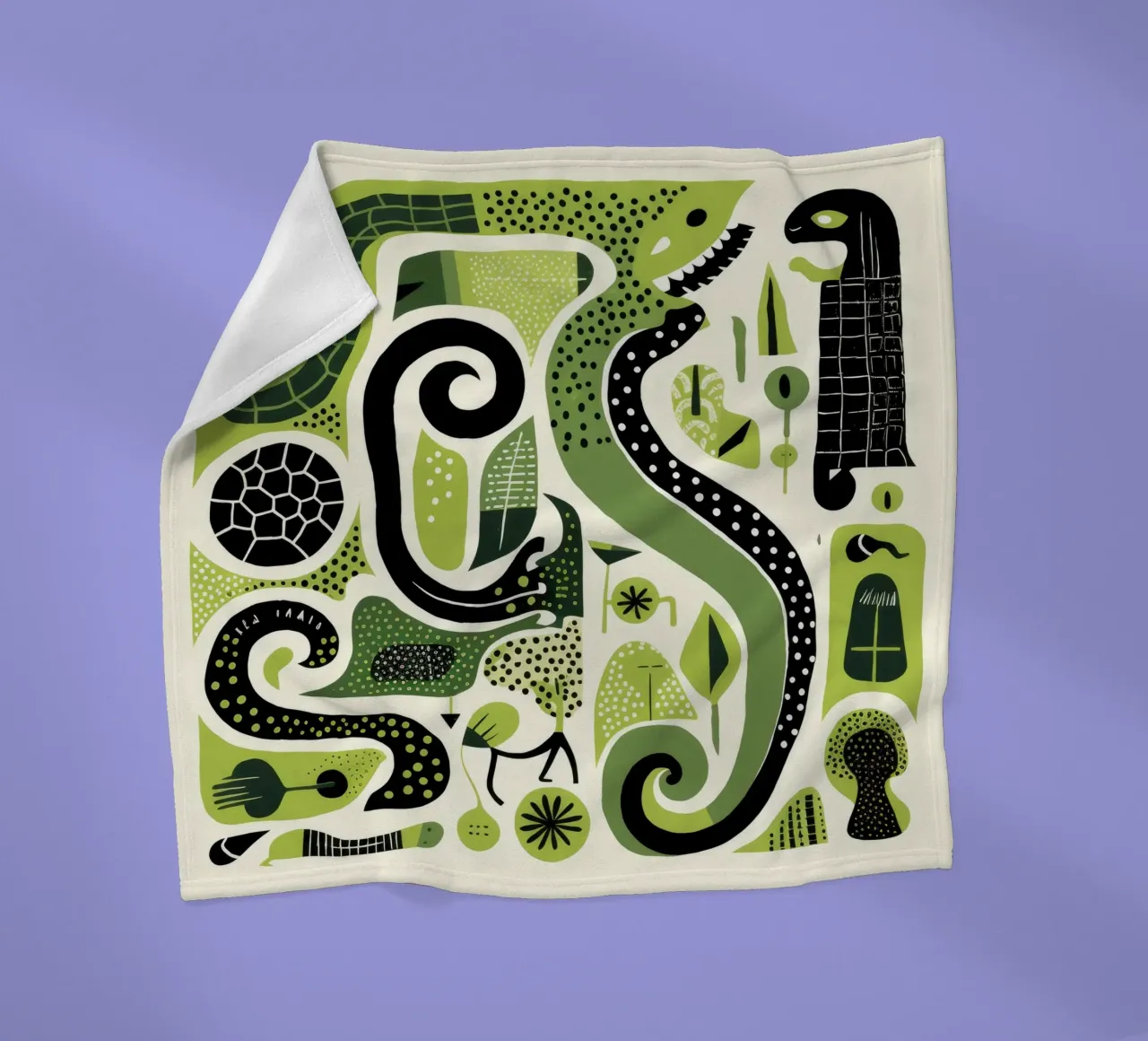 Grüne Python 4 Fleecedecke von Minimal Animal Art
