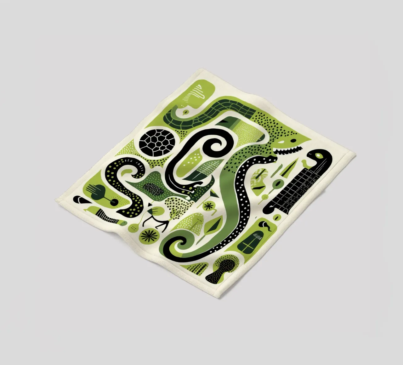 Grüne Python 4 Fleecedecke von Minimal Animal Art