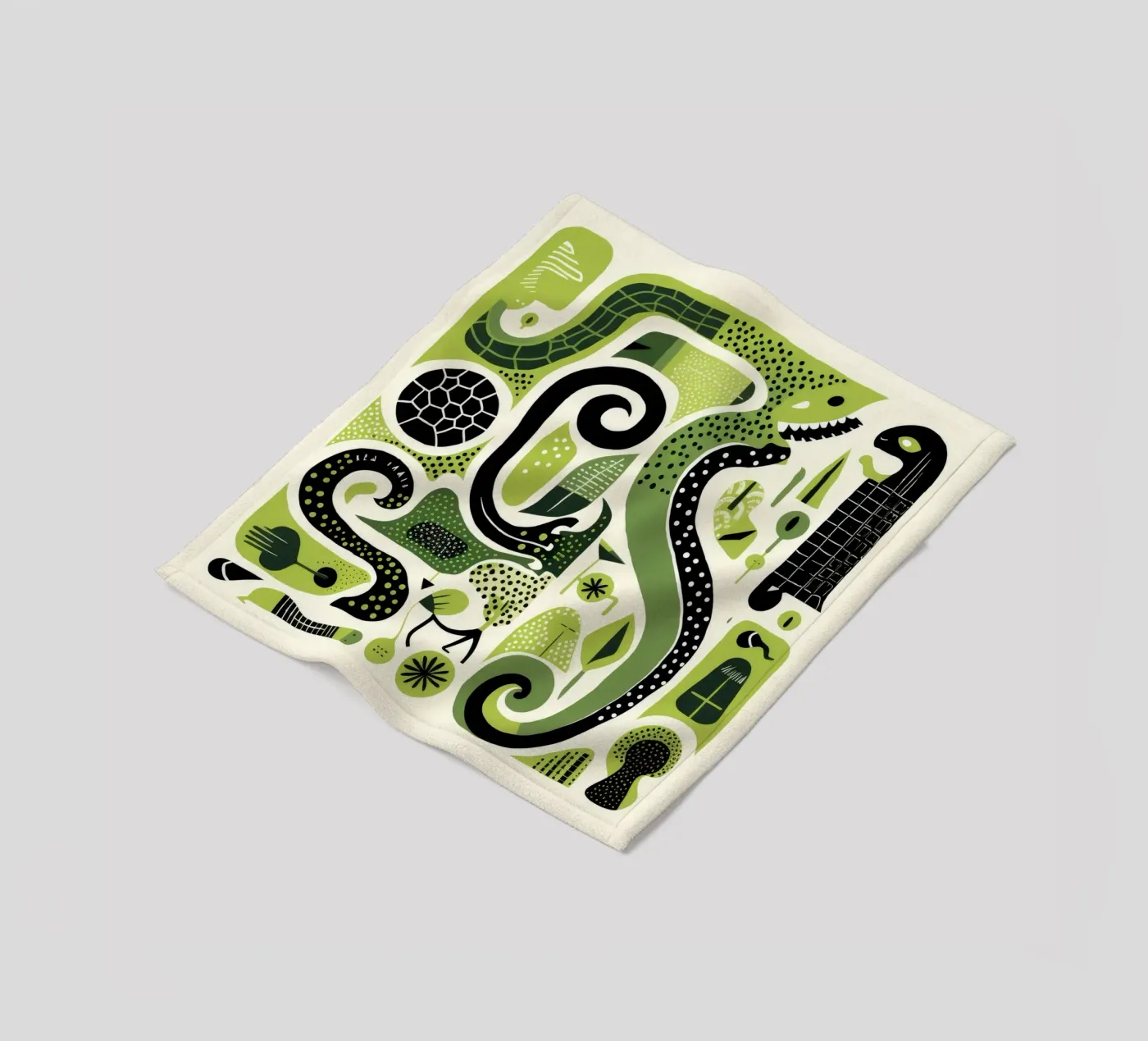 Grüne Python Fleecedecke von Minimal Animal Art