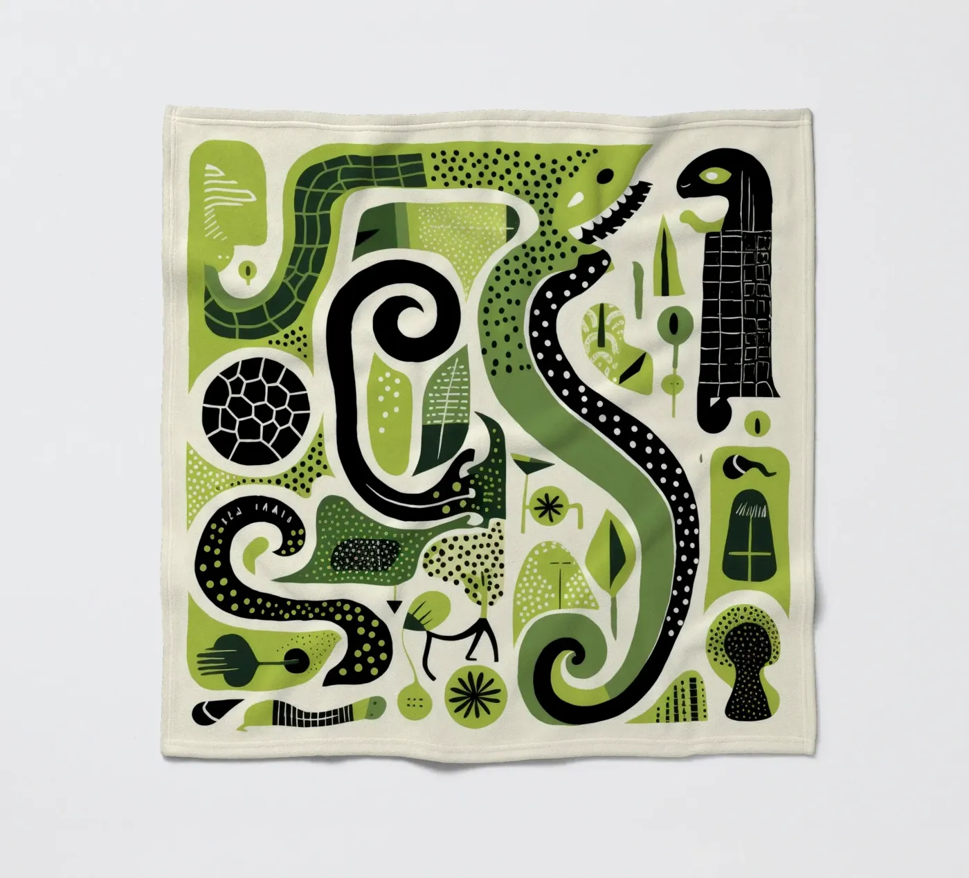 Grüne Python Fleecedecke von Minimal Animal Art