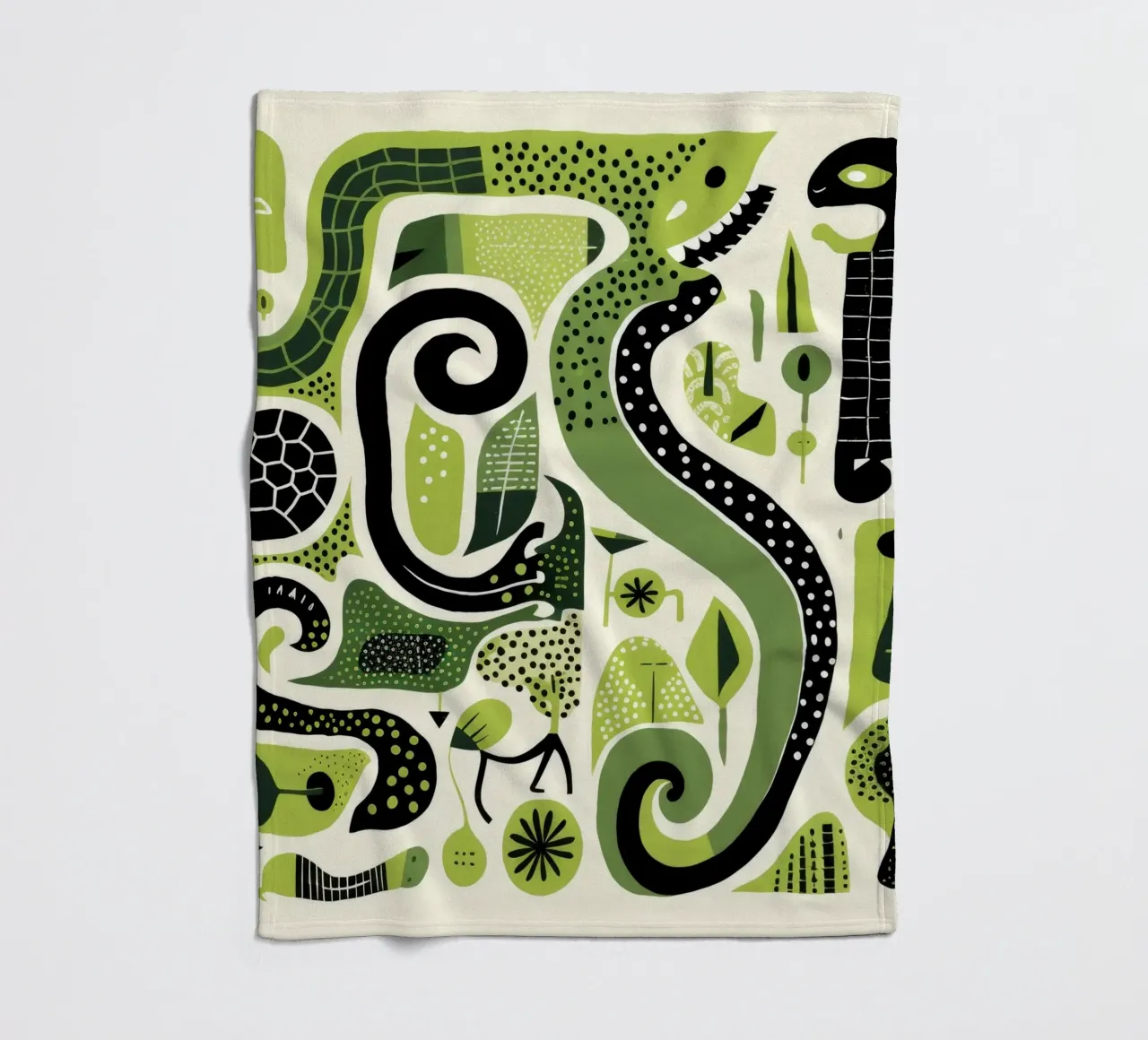 Pitone Verde 4 coperta in pile da Minimal Animal Art