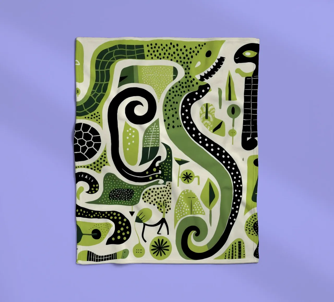 Grüne Python 4 Fleecedecke von Minimal Animal Art