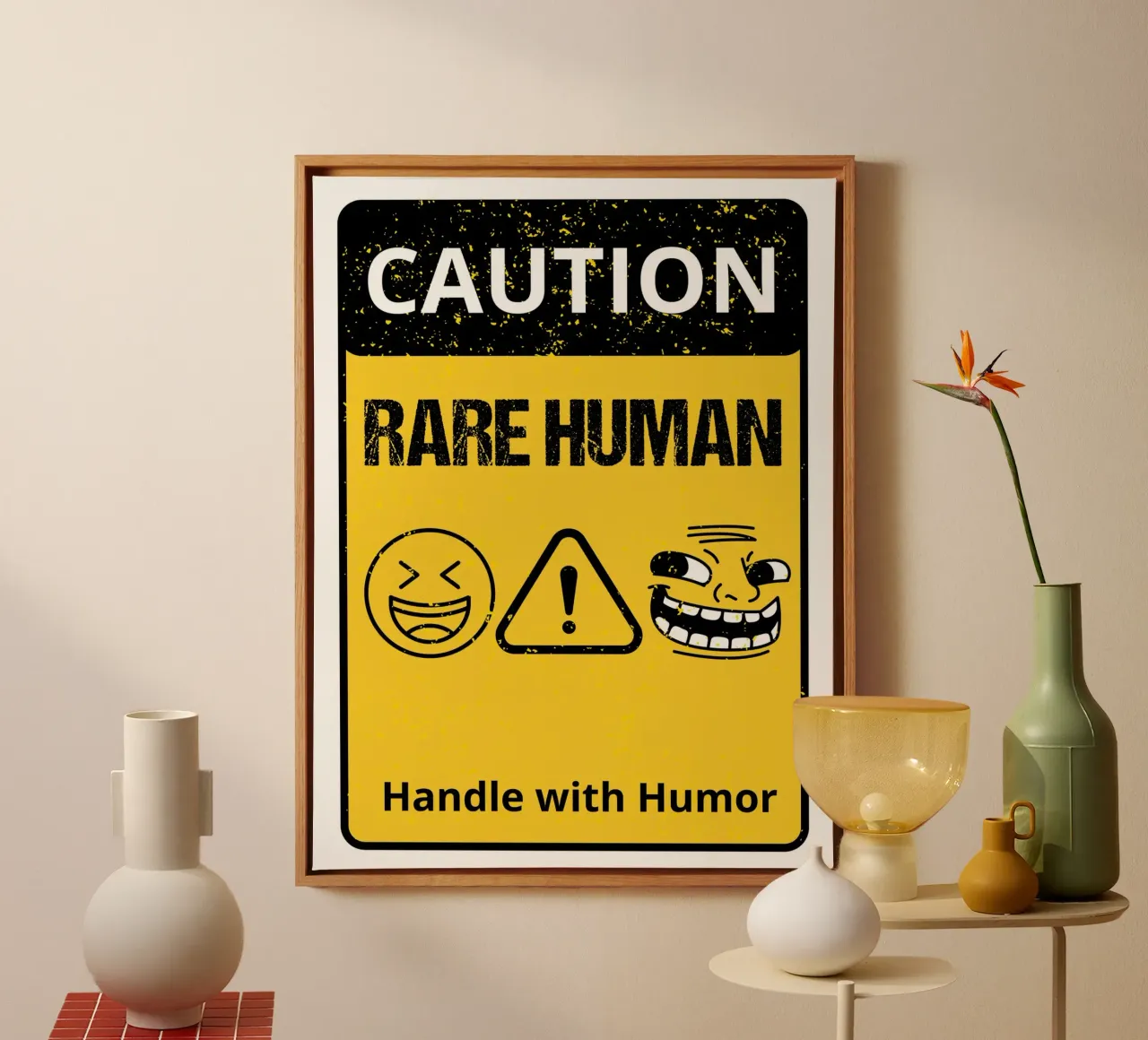 Rare Human, Handle with Humor tela con Cornice a cassetta da edsonramosart