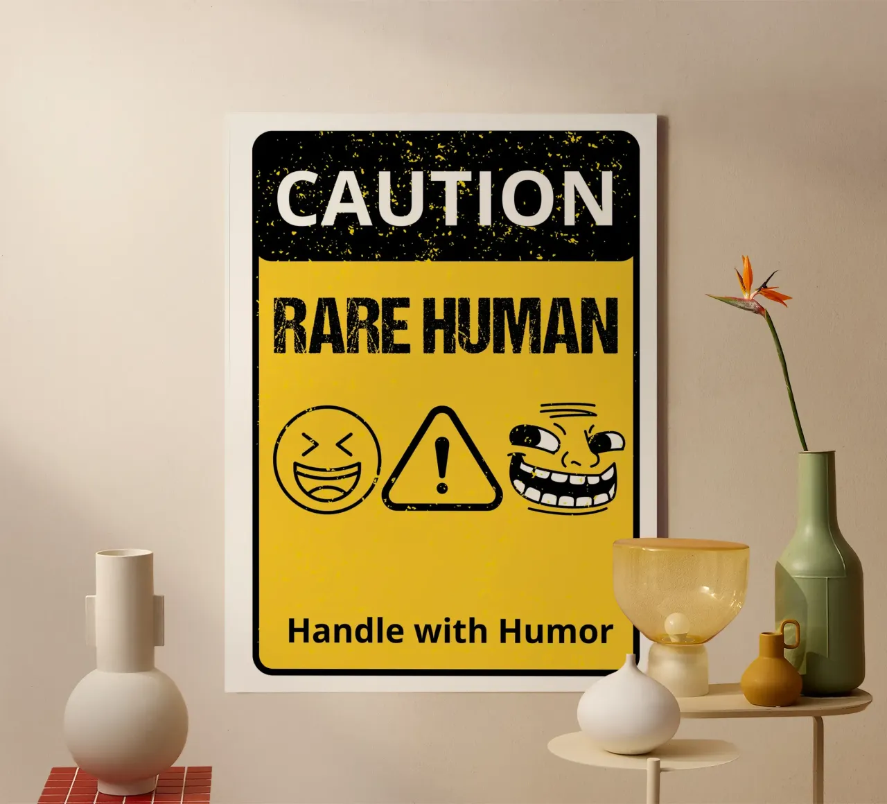 Rare Human, Handle with Humor tela con Cornice a cassetta da edsonramosart