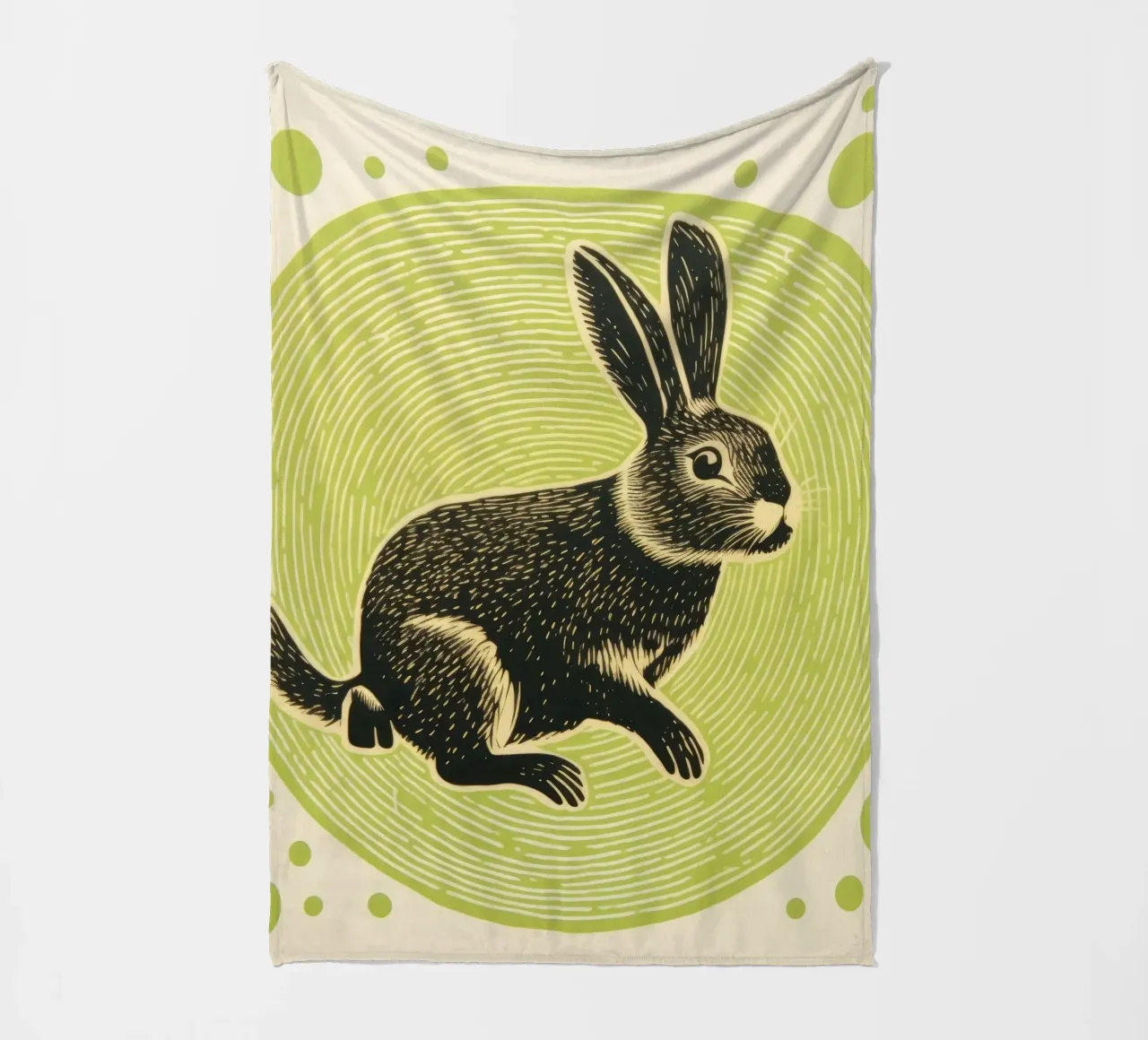 Coniglio verde 1 coperta in pile da Minimal Animal Art