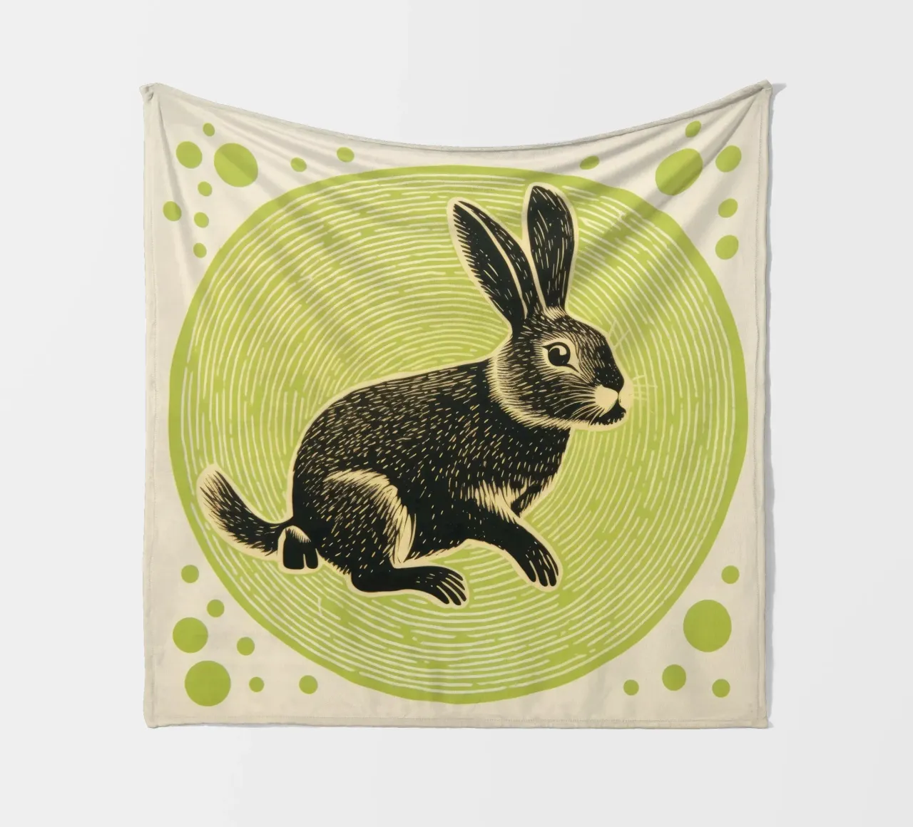 Coniglio verde 1 coperta in pile da Minimal Animal Art