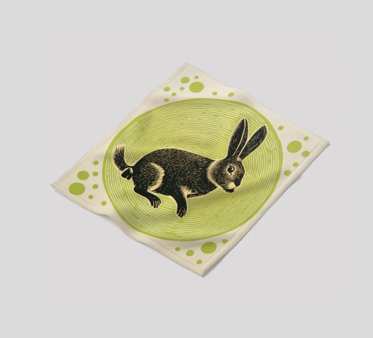 Coniglio verde 1 coperta in pile da Minimal Animal Art