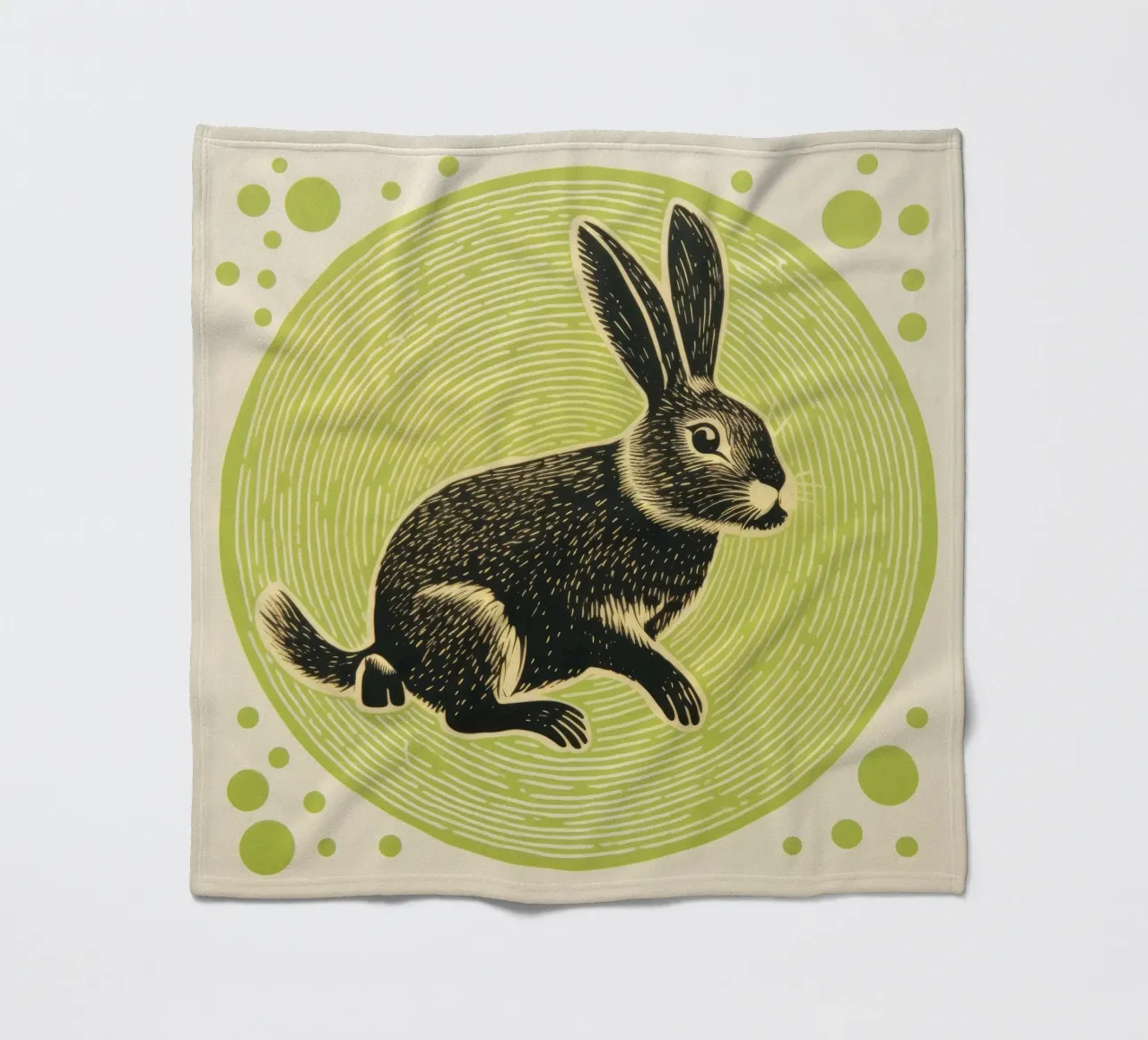 Coniglio verde 1 coperta in pile da Minimal Animal Art