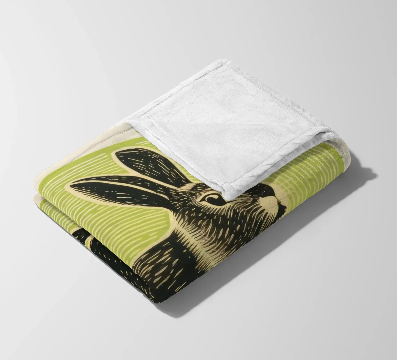 Coniglio verde 1 coperta in pile da Minimal Animal Art