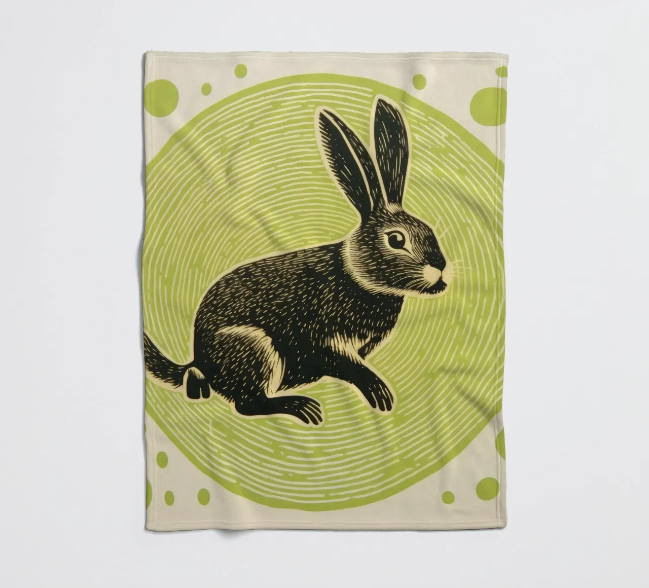 Coniglio verde 1 coperta in pile da Minimal Animal Art