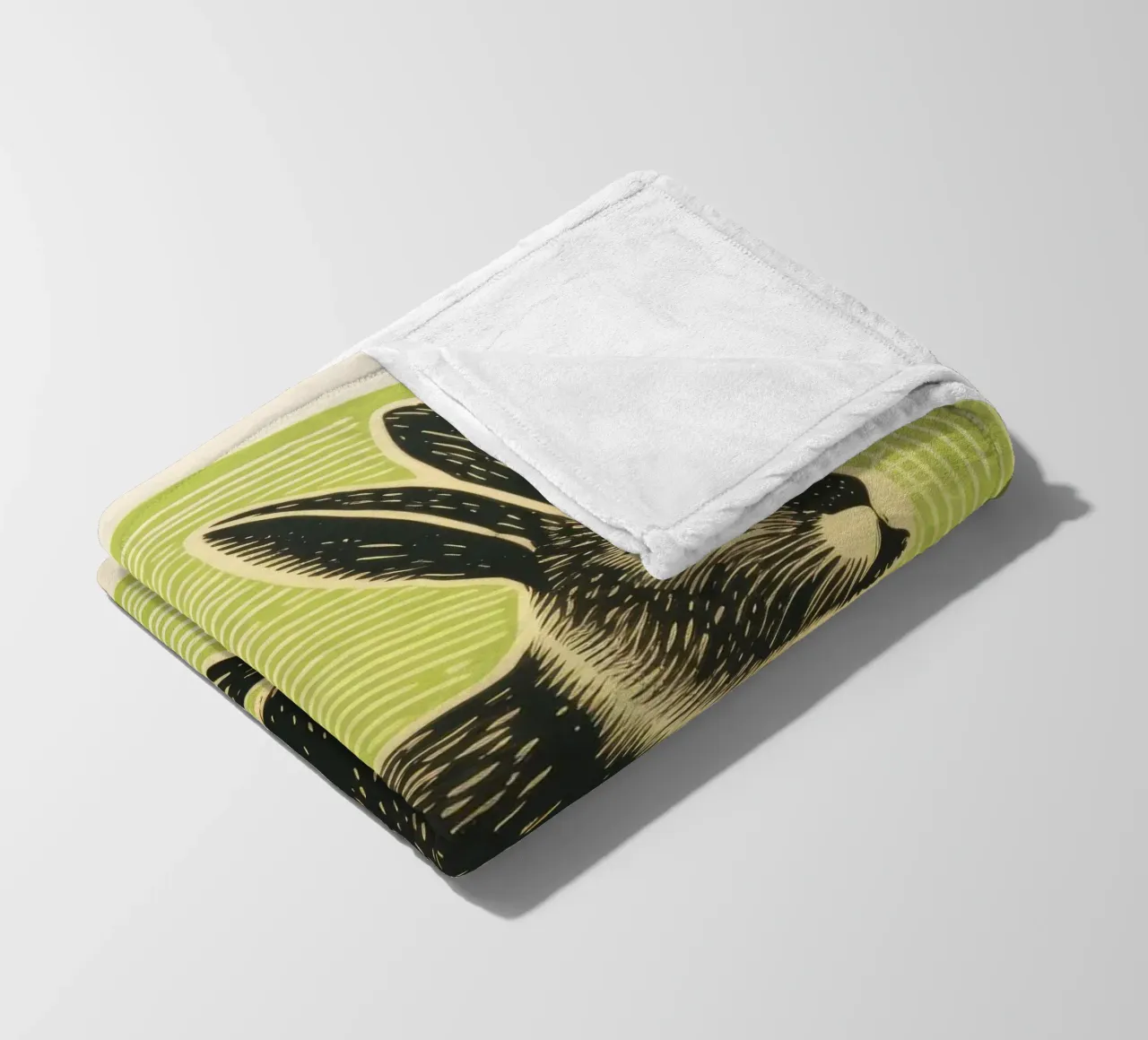 Coniglio verde 1 coperta in pile da Minimal Animal Art