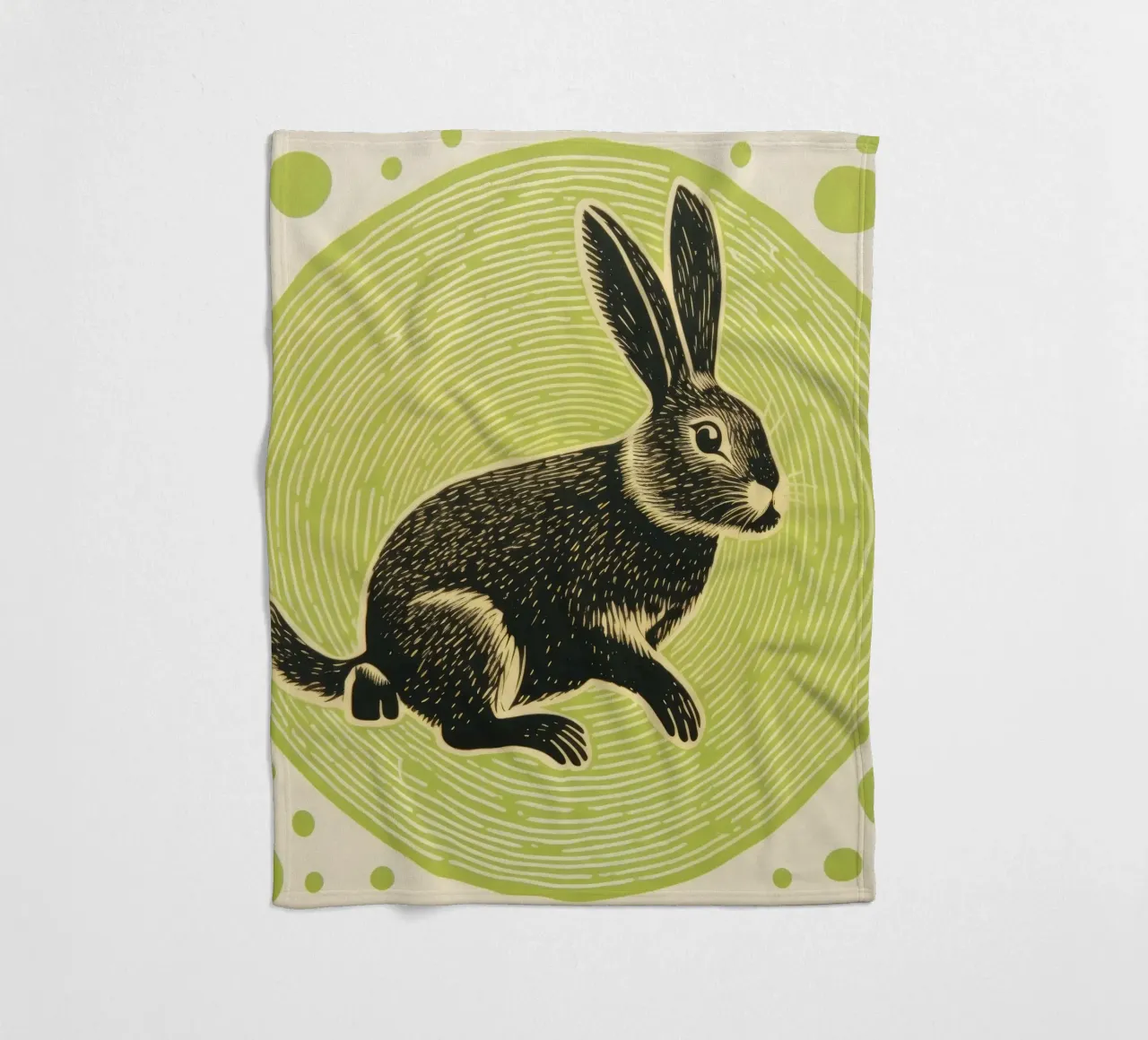 Coniglio verde 1 coperta in pile da Minimal Animal Art