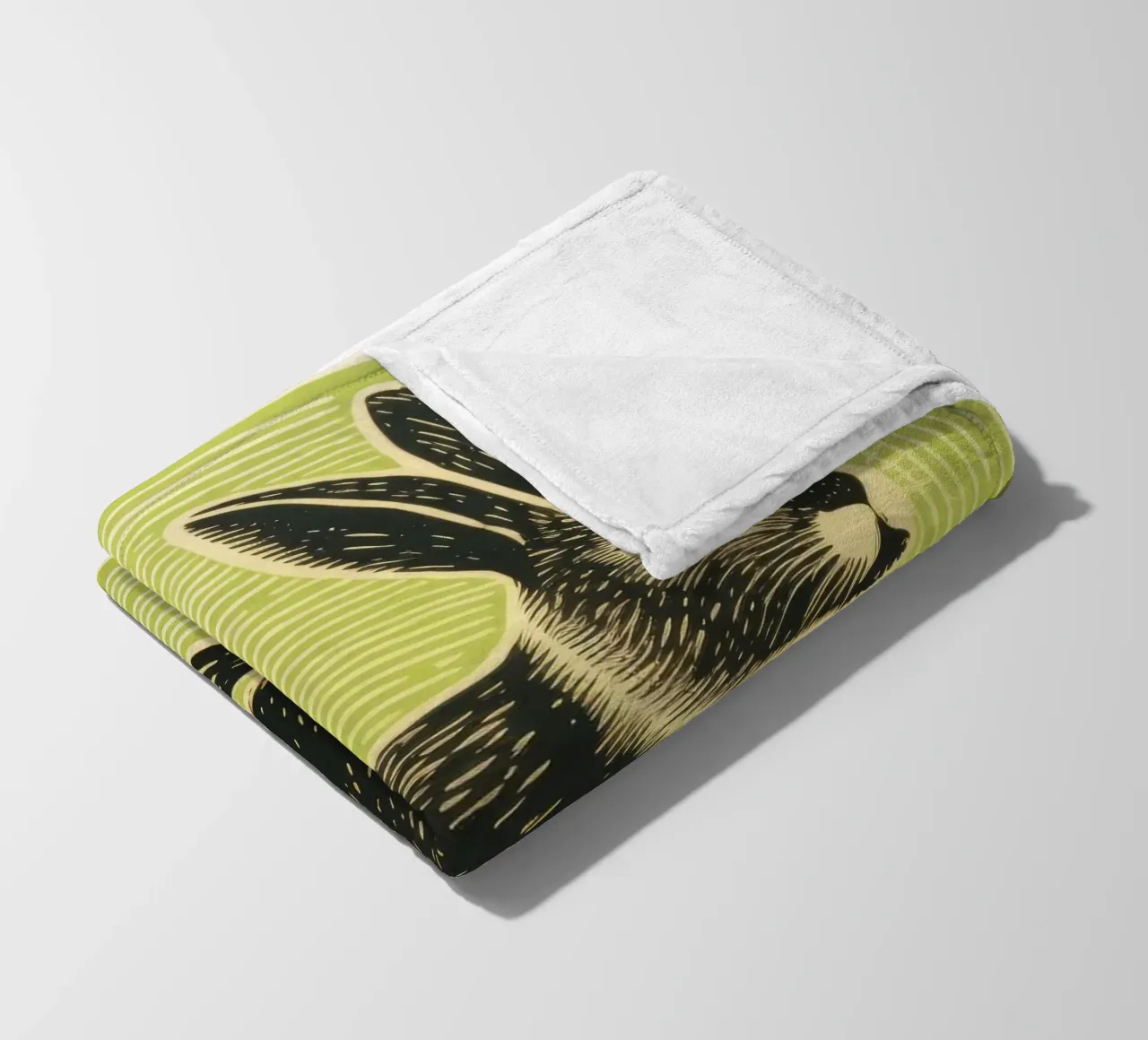 Coniglio verde 1 coperta in pile da Minimal Animal Art