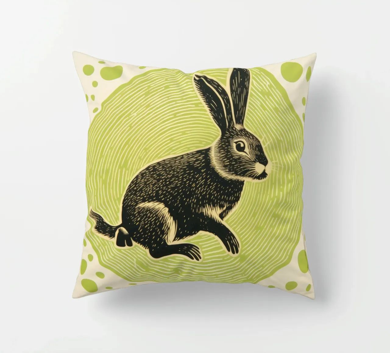 Coniglio verde 1 cuscino da Minimal Animal Art