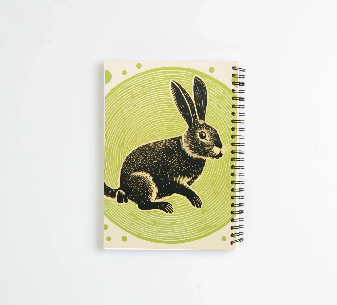 Green Rabbit 1 spiral notebook by Minimal Animal Art