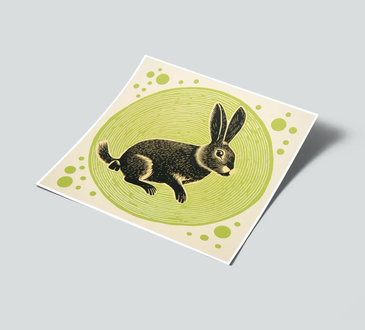 Lapin vert 1 planche autocollant de Minimal Animal Art
