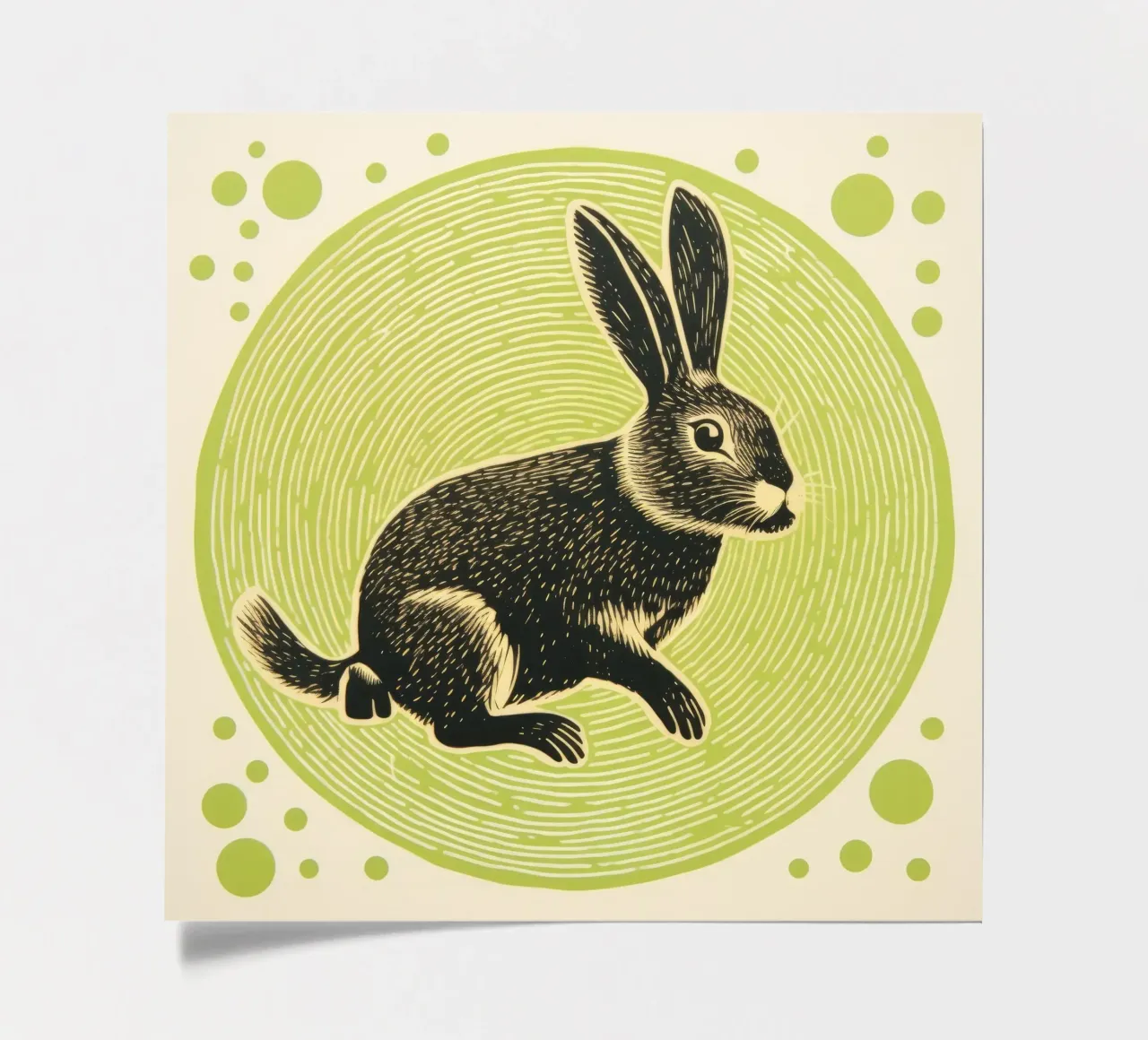 Lapin vert 1 planche autocollant de Minimal Animal Art