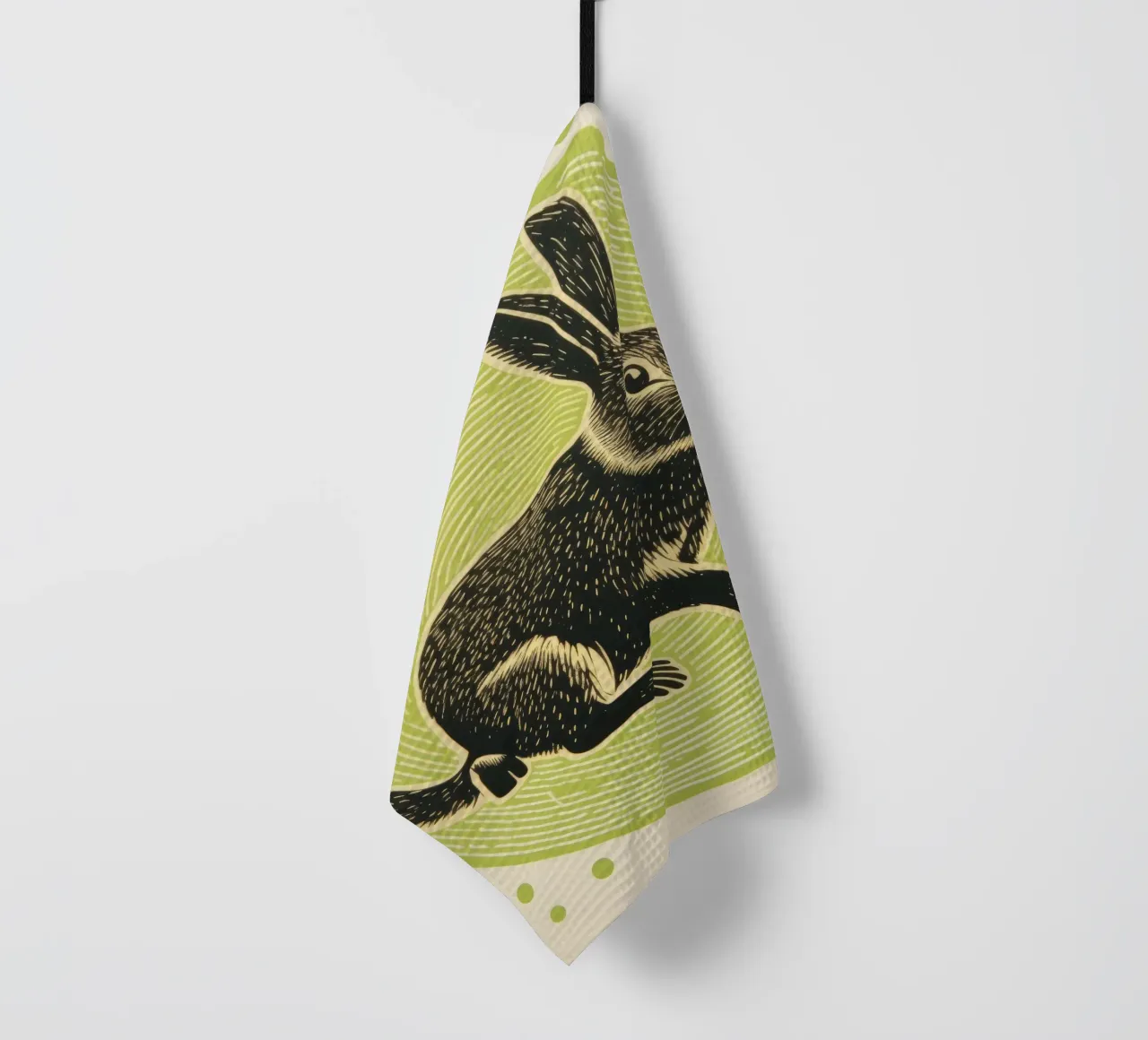 Lapin vert 1 torchon de Minimal Animal Art