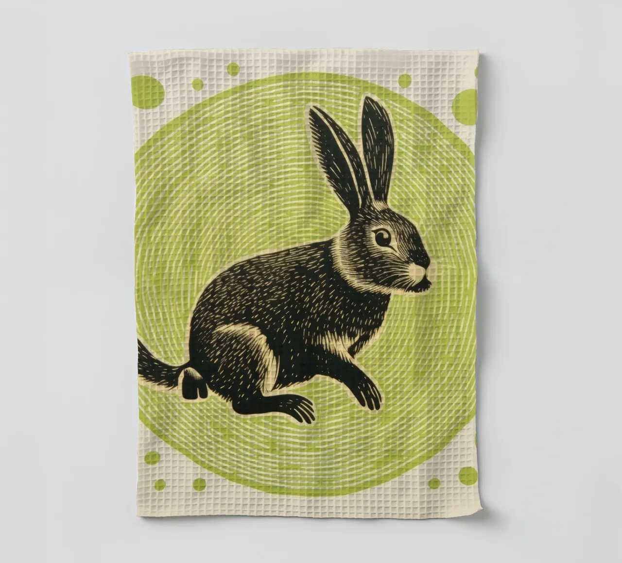 Lapin vert 1 torchon de Minimal Animal Art