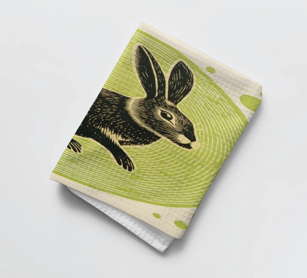 Lapin vert 1 torchon de Minimal Animal Art