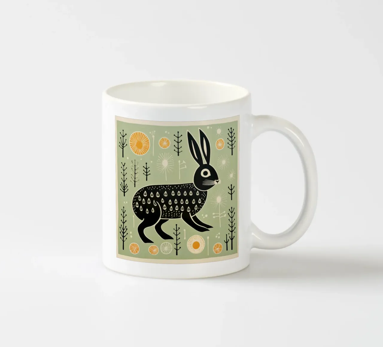 Coniglio verde 2 tazza in ceramica da Minimal Animal Art