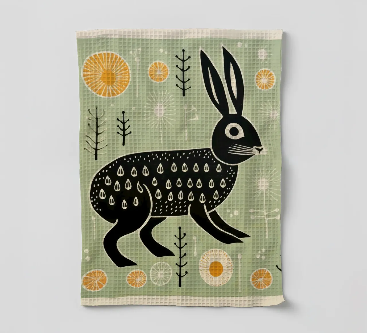 Lapin vert 2 torchon de Minimal Animal Art