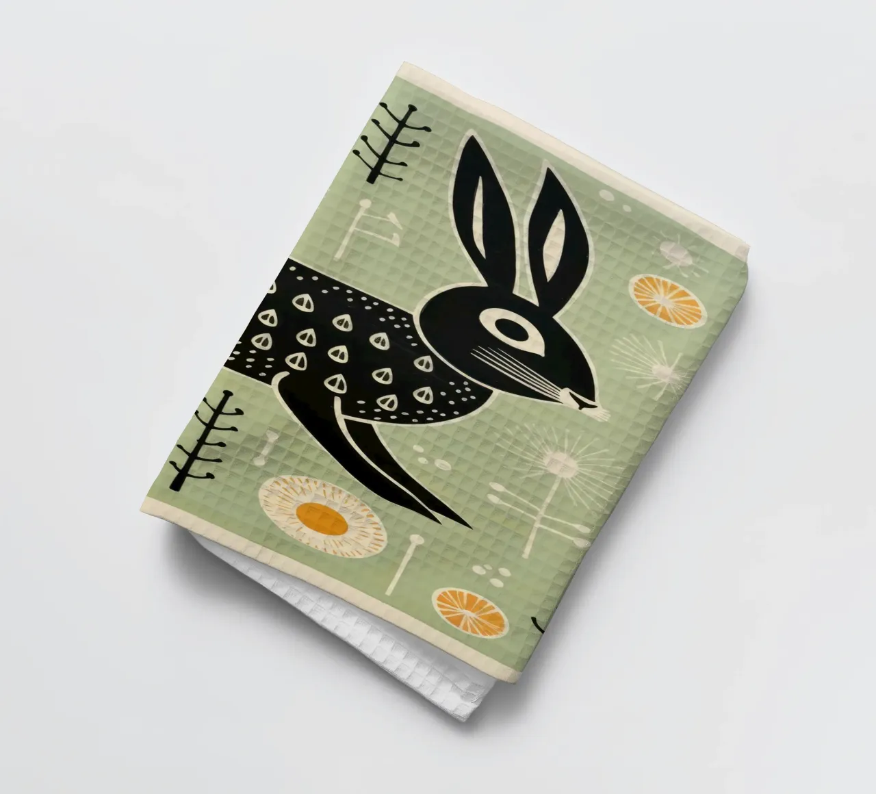 Lapin vert 2 torchon de Minimal Animal Art