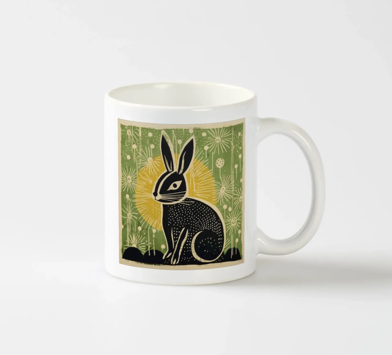Coniglio verde 3 tazza in ceramica da Minimal Animal Art