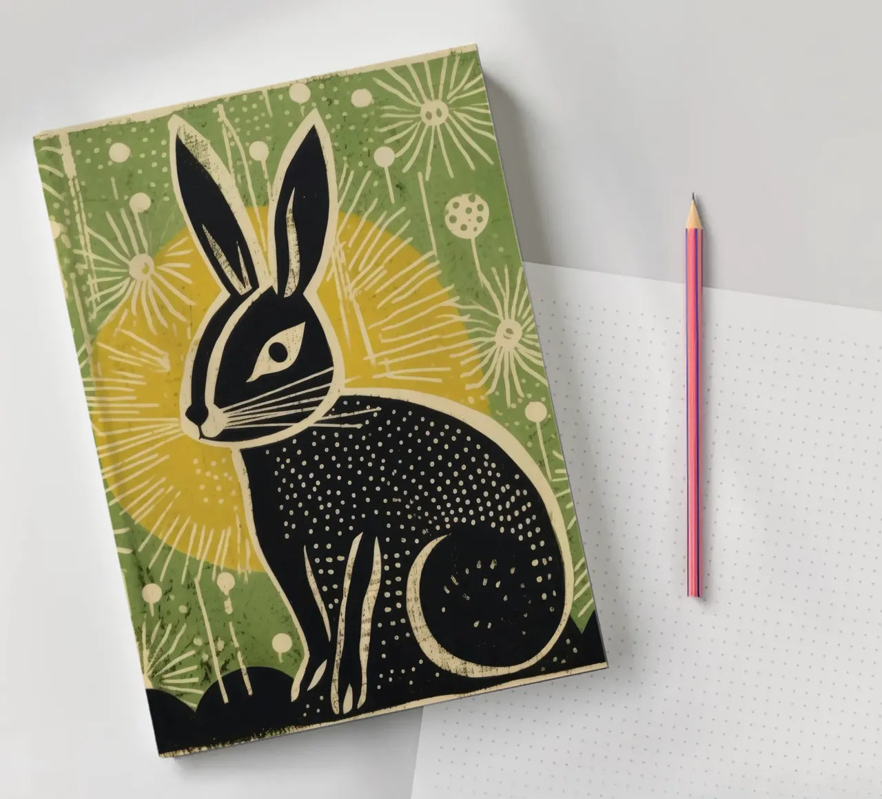 Lapin vert 3 carnet de notes de Minimal Animal Art