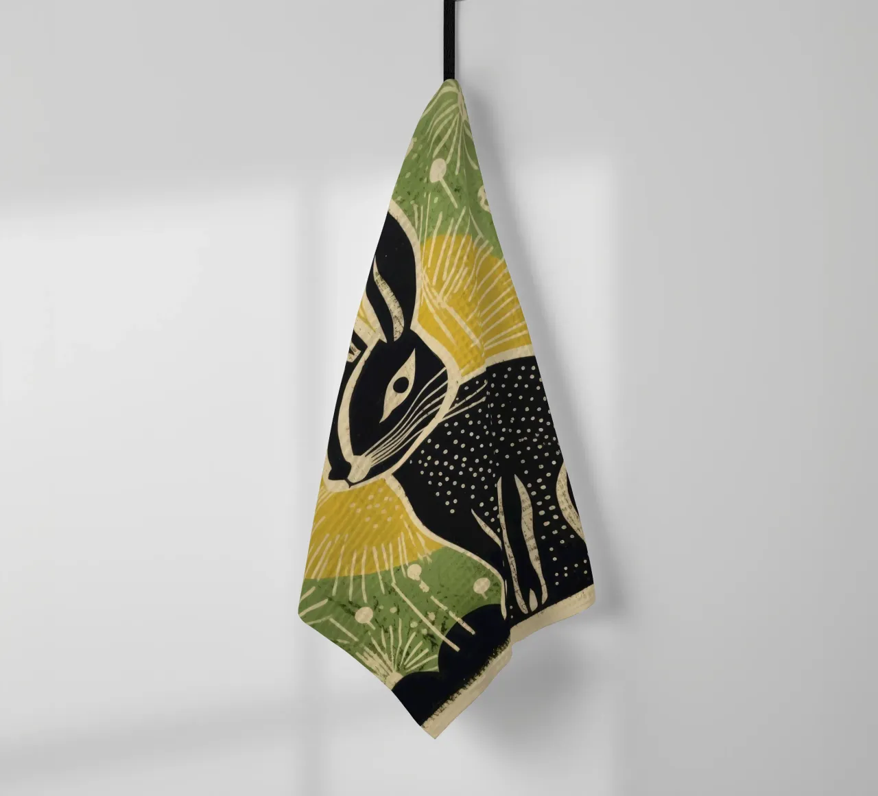 Lapin vert 3 torchon de Minimal Animal Art