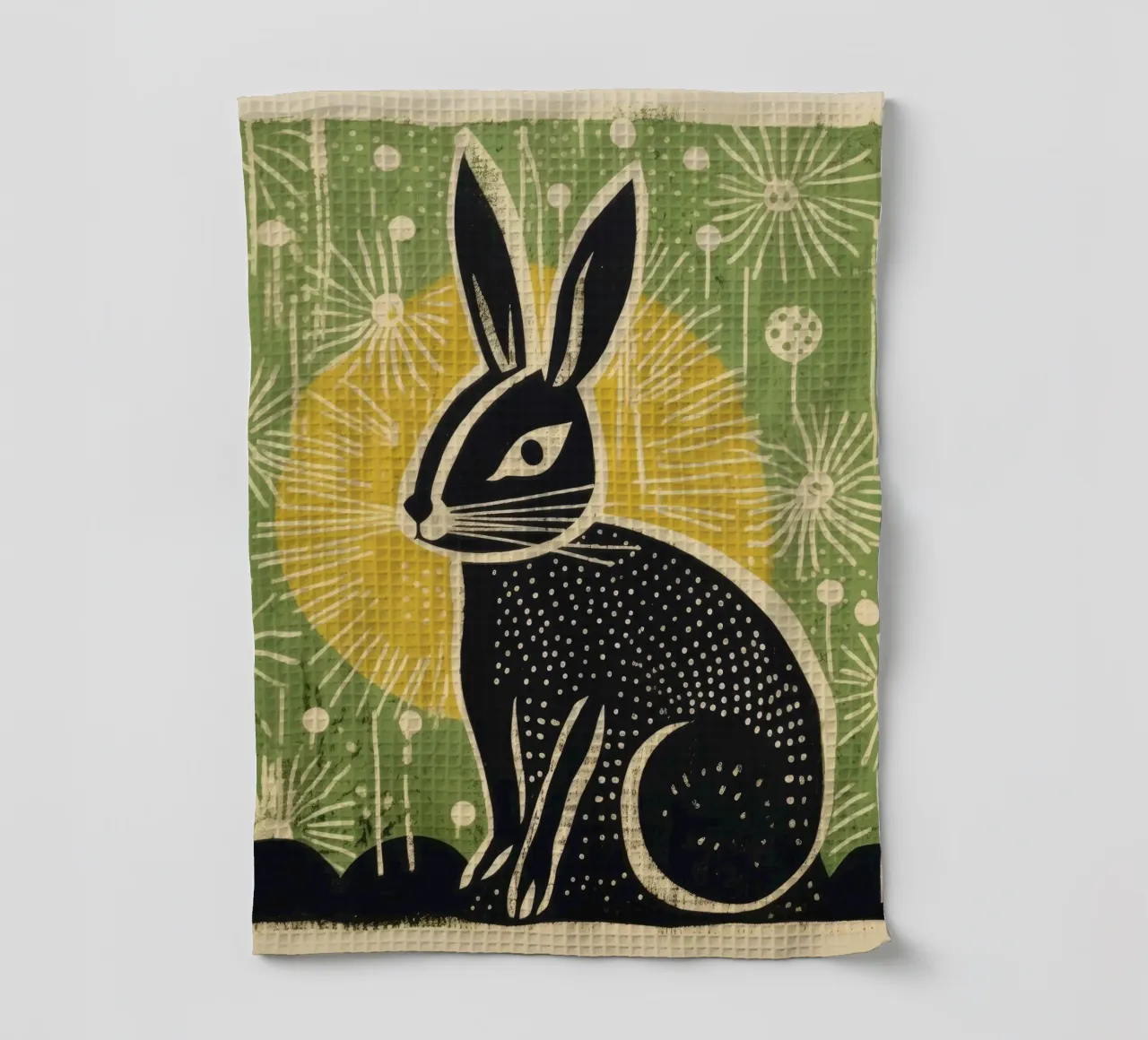 Lapin vert 3 torchon de Minimal Animal Art