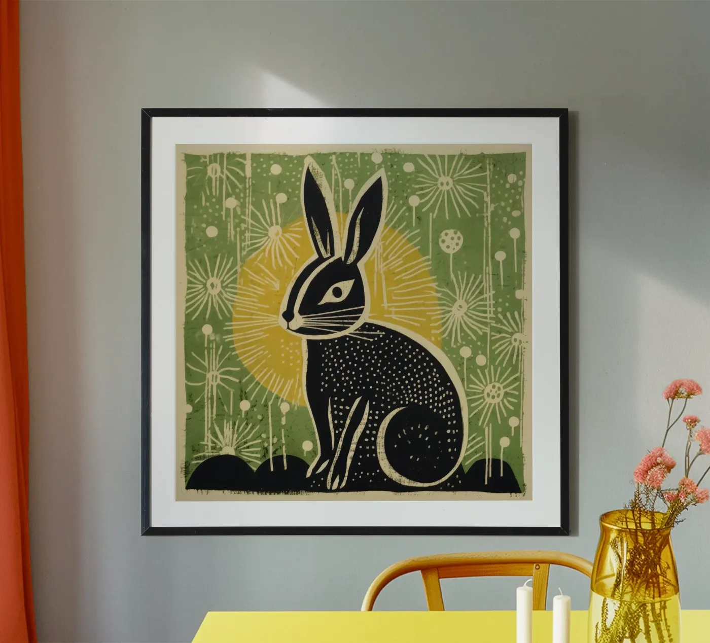 Lapin vert poster de Minimal Animal Art