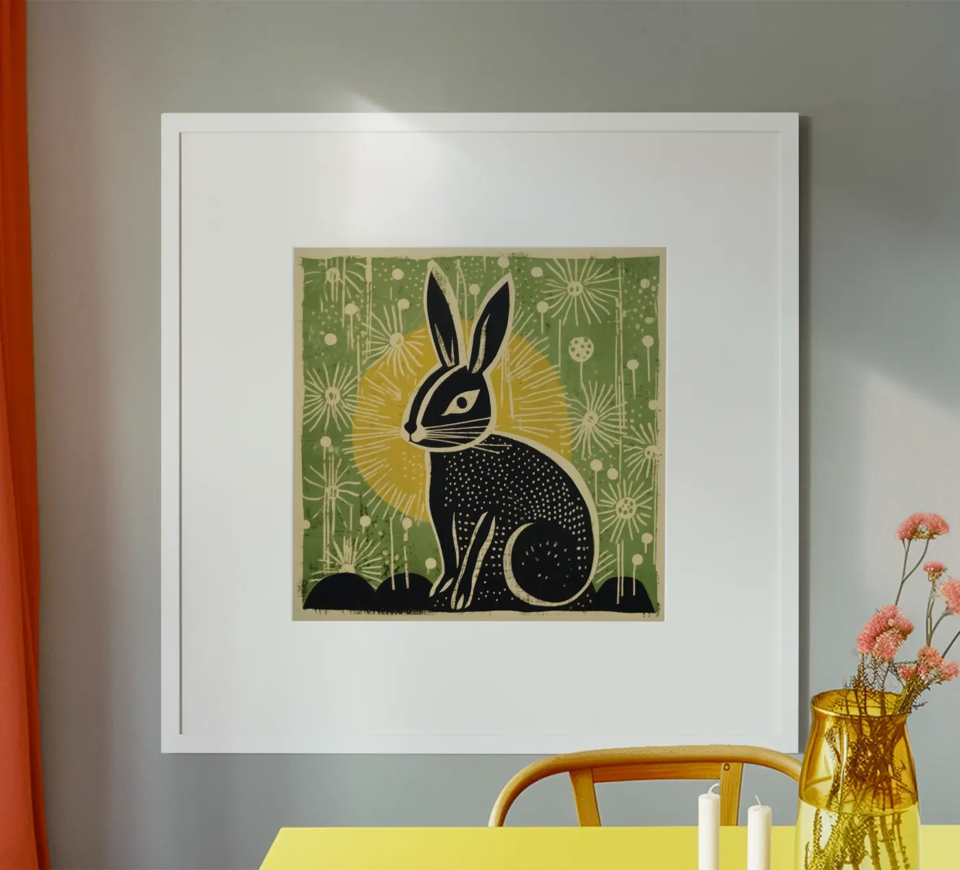 Lapin vert poster de Minimal Animal Art