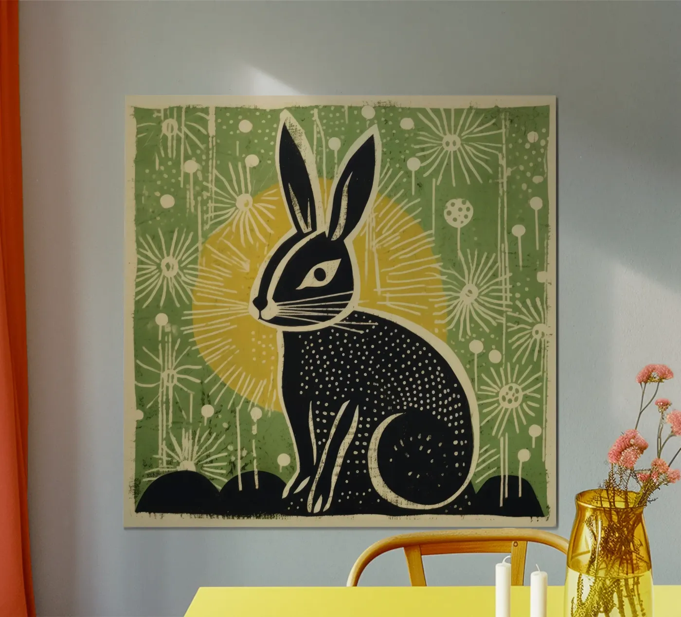 Lapin vert poster de Minimal Animal Art