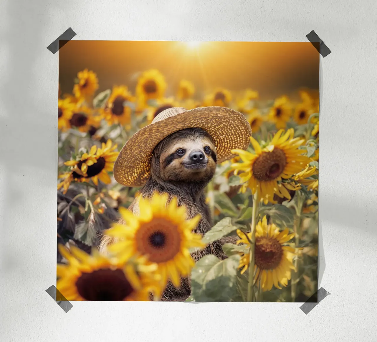 Sloth in the sunflower field poster by SlothStella