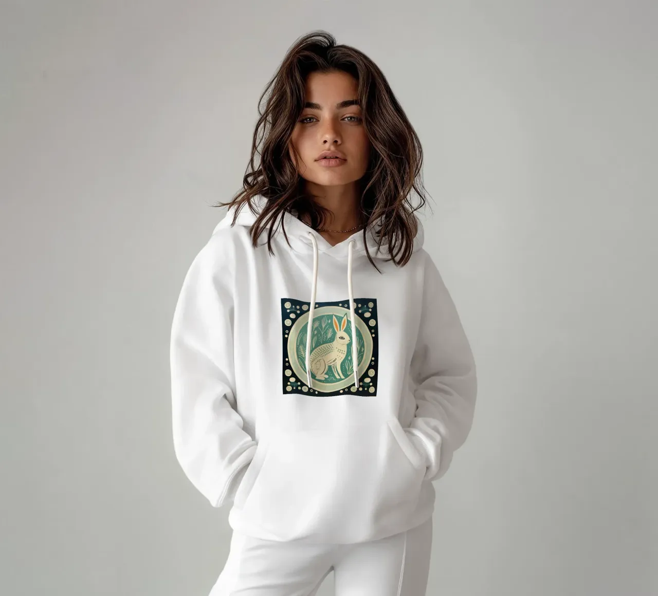 Conejo Verde 4 sudadera con capucha de Minimal Animal Art