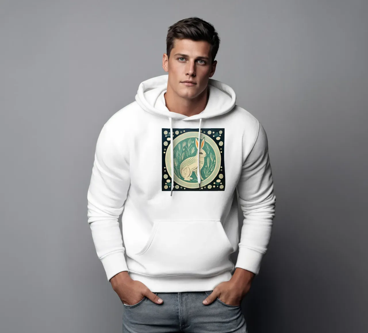 Conejo Verde 4 sudadera con capucha de Minimal Animal Art
