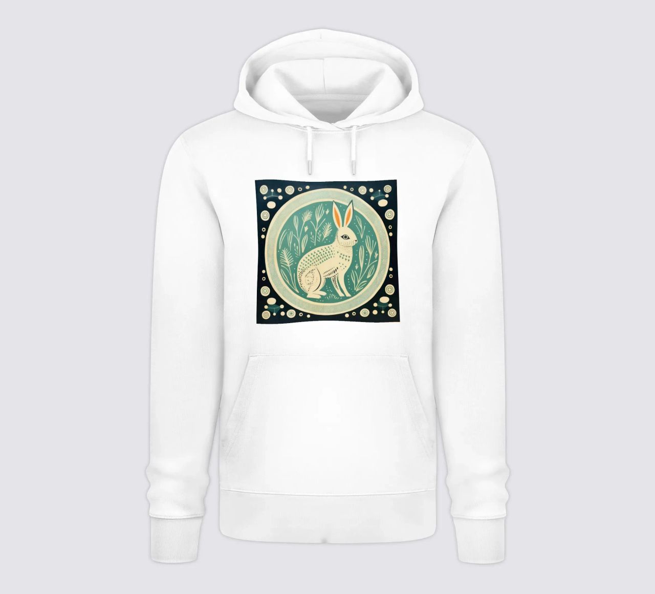 Coniglio verde 4 felpa con cappuccio da Minimal Animal Art