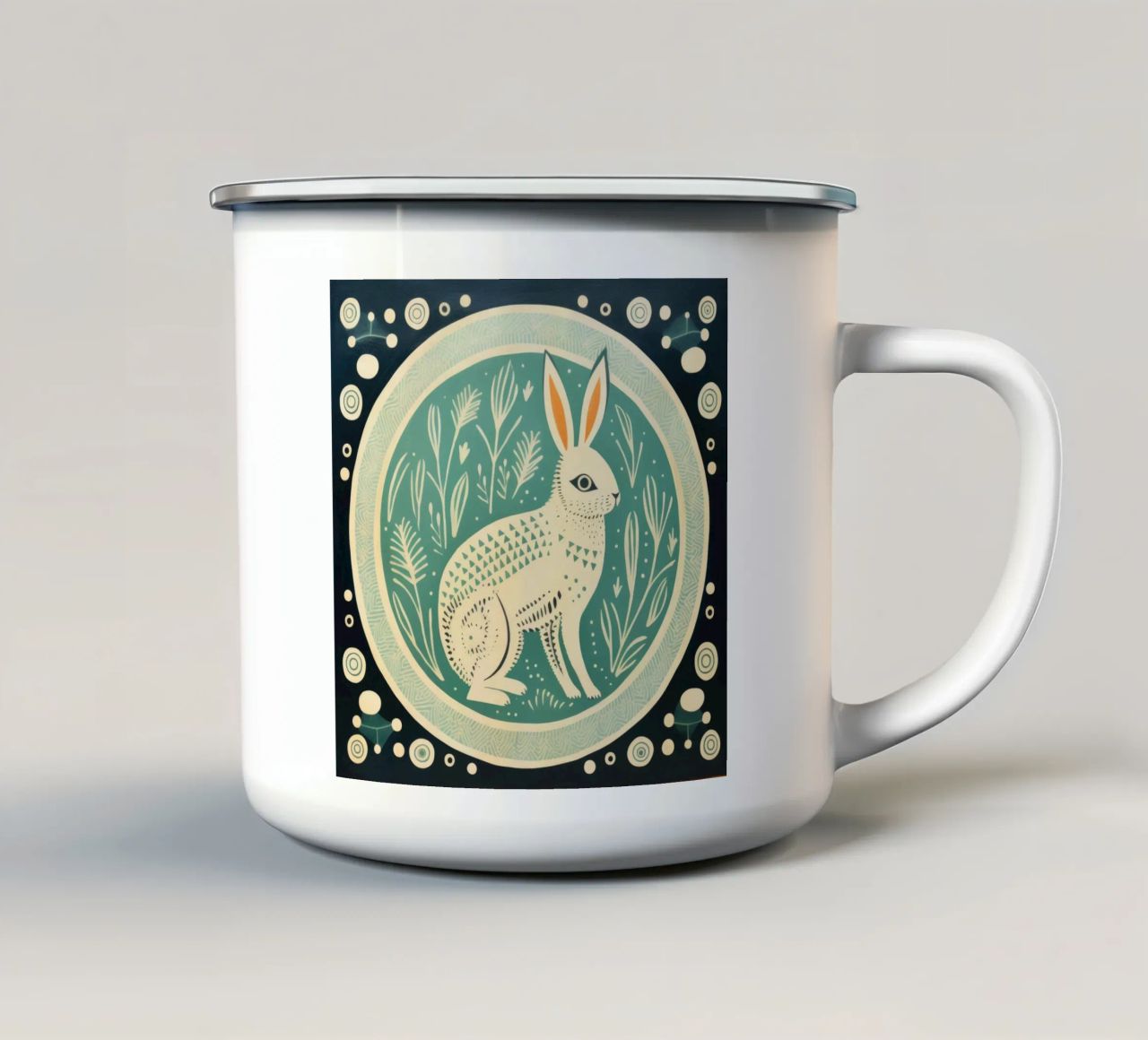 Coniglio verde 4 tazza in smalto da Minimal Animal Art