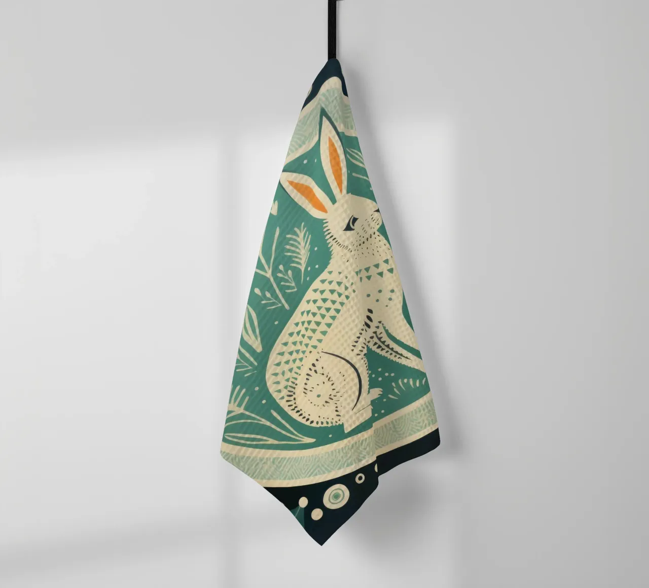 Lapin vert 4 torchon de Minimal Animal Art