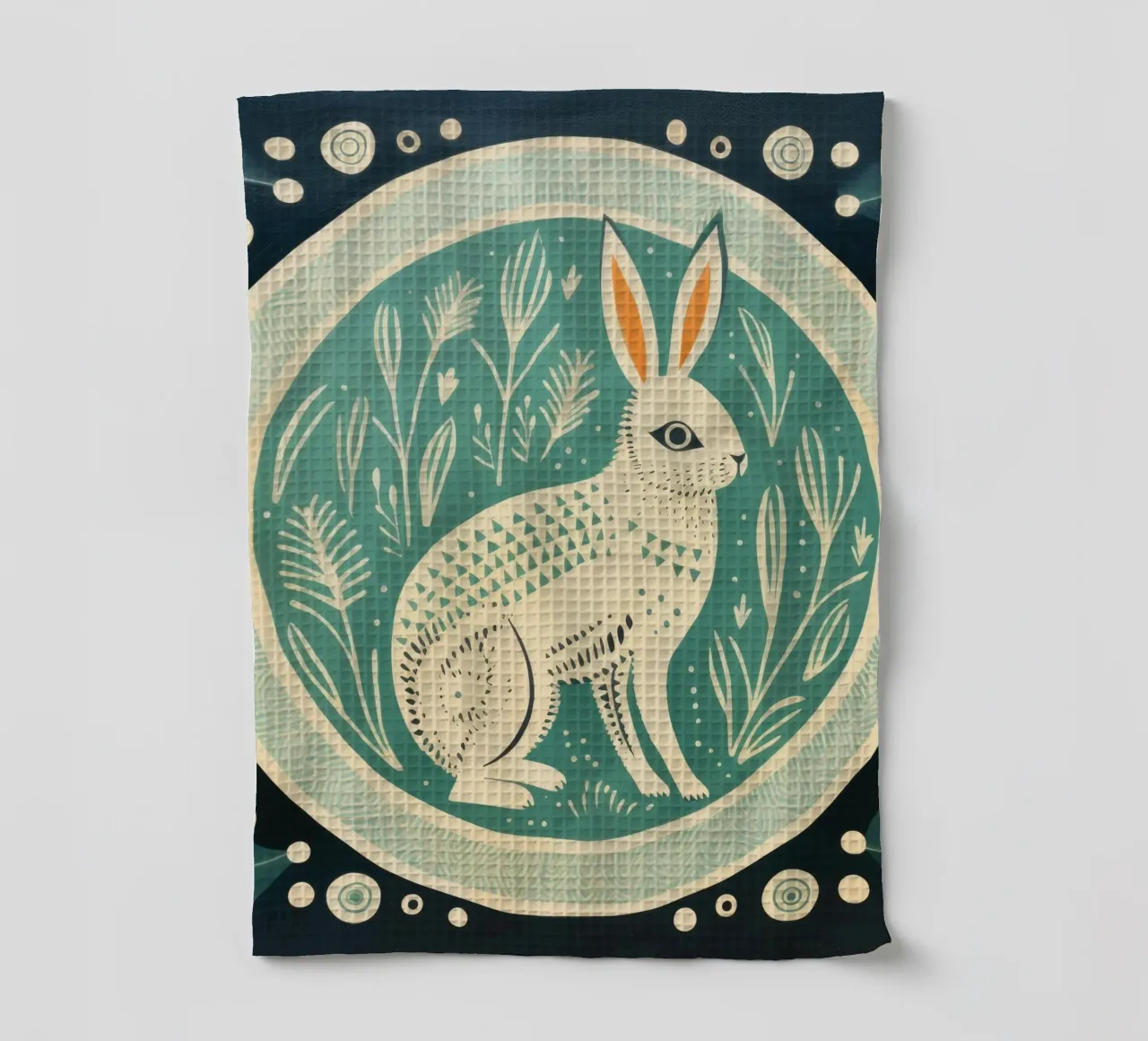 Lapin vert 4 torchon de Minimal Animal Art