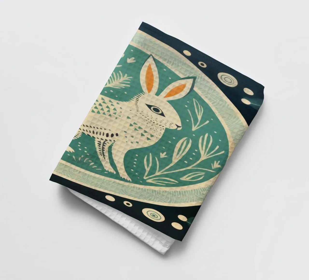 Lapin vert 4 torchon de Minimal Animal Art