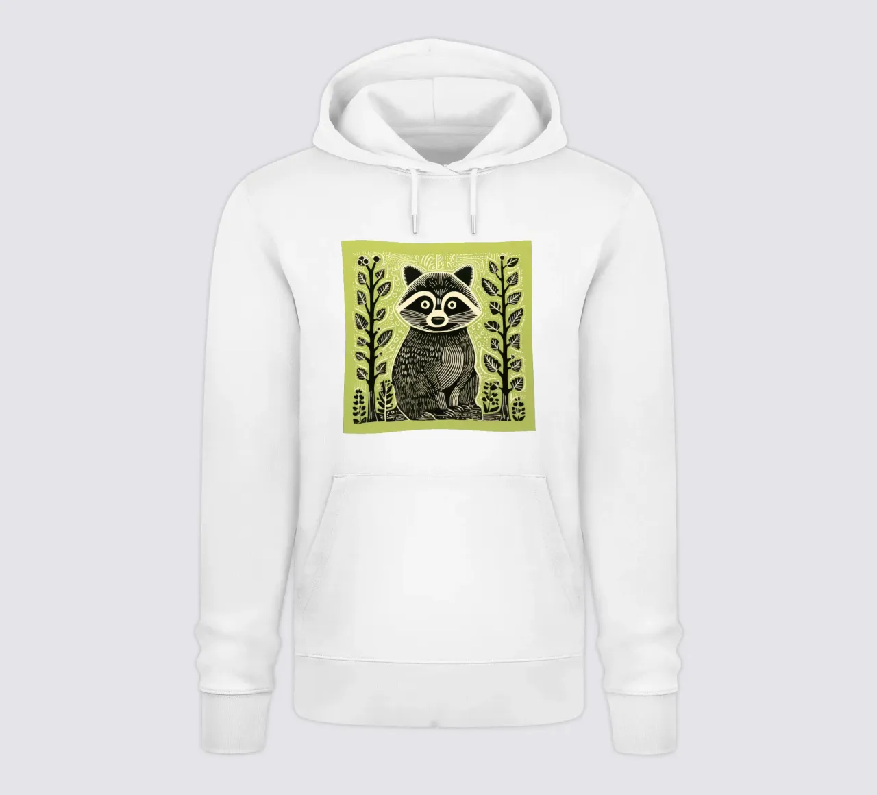 Procione verde 1 felpa con cappuccio da Minimal Animal Art