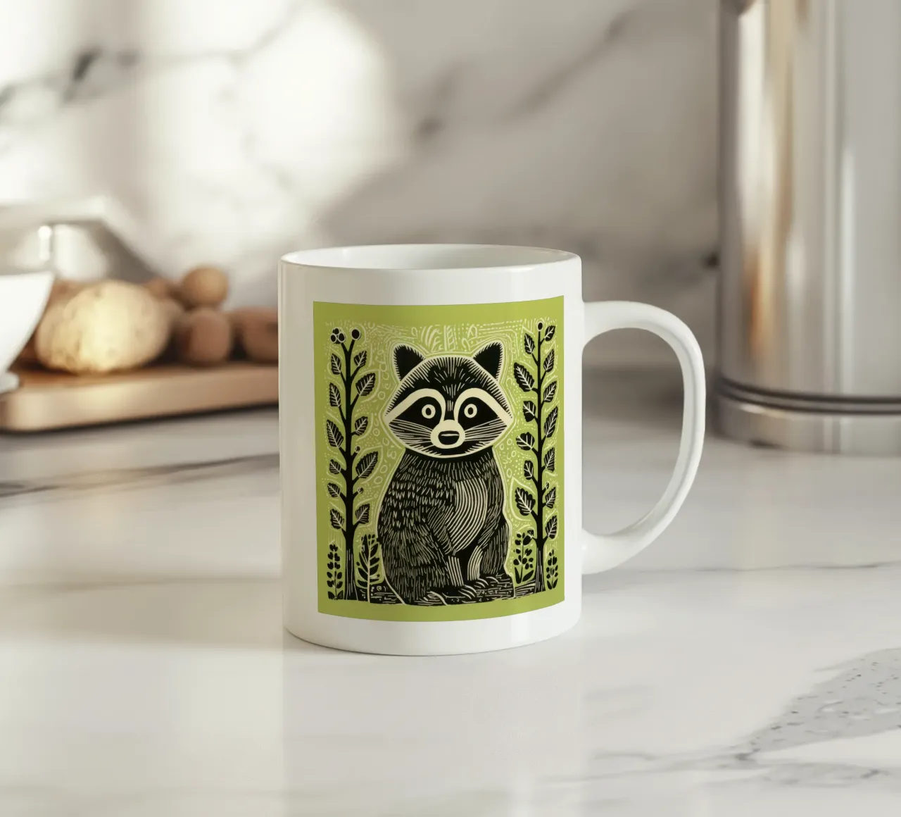 Procione verde 1 tazza in ceramica da Minimal Animal Art