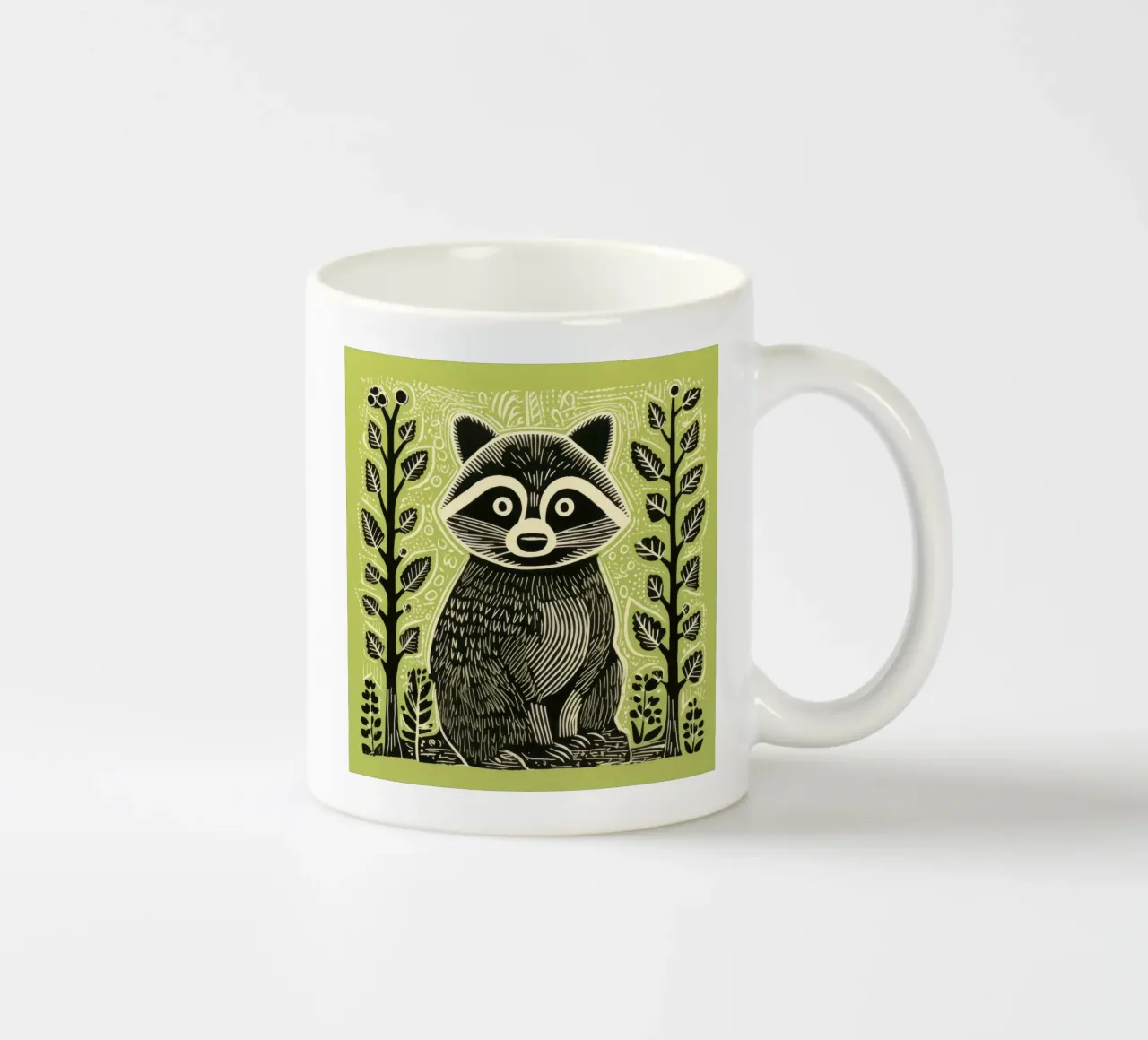 Procione verde 1 tazza in ceramica da Minimal Animal Art